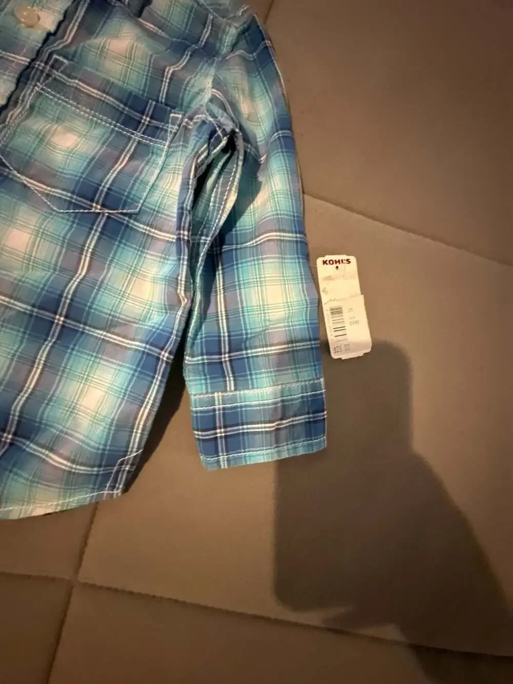 OshKosh B'gosh Toddler Boys Blue Plaid Long Sleeve Button-Down Shirt